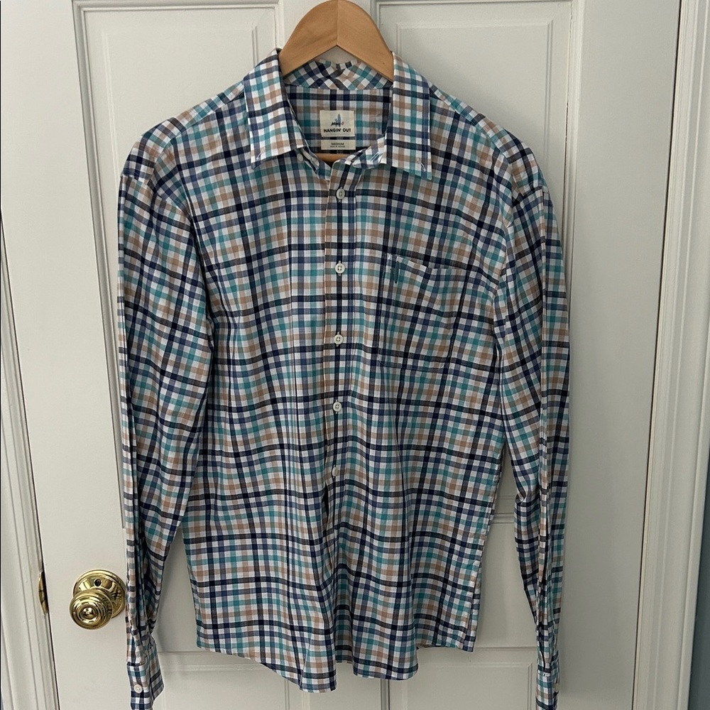 johnnie-O Multicolor Plaid Button Down Shirt Cotton, sz M